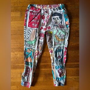 Graphic Pop-Art Gay Cartoon Panel Pants - Multicolor